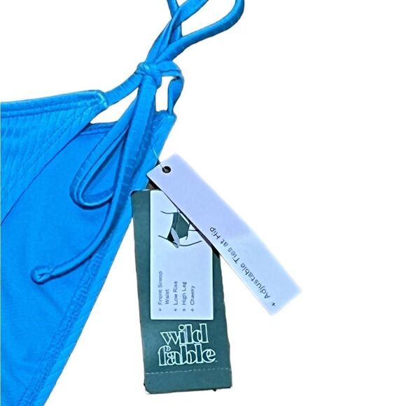 NWT Wild Fable Juniors High Leg Scoop Front Ribbed String Bikini, Size XS (0-2) - Picture 3 of 7